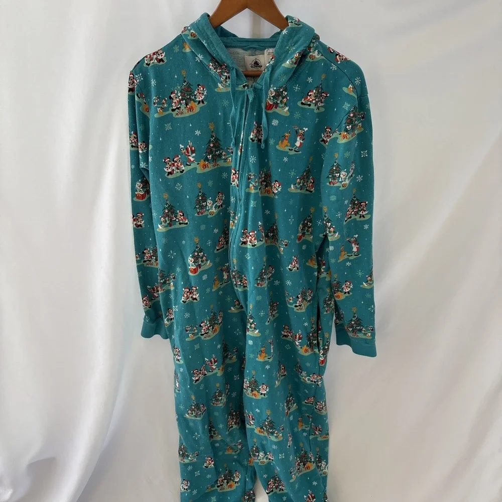 Disney Mickey & Friends Mens‎ XL Christmas Holiday Mouse Ears Coverall Pajamas